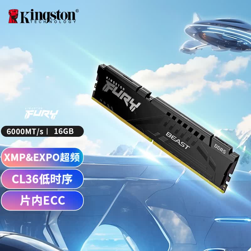 金士顿(Kingston)16GB DDR5 6000 台式机内存条 Beast野兽系列骇客神条