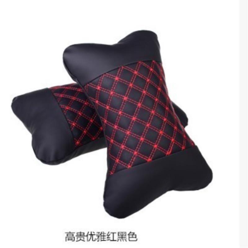 汽车腰靠电动按摩靠枕车用腰枕车载腰垫座椅靠背腰部支撑护腰靠垫 黑红色头枕一对(2个装)