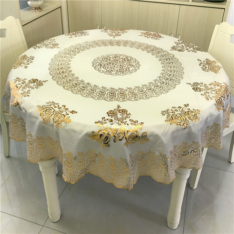 加厚圆桌桌布塑料大圆形餐桌布西餐桌布PVC防水防油防烫免洗