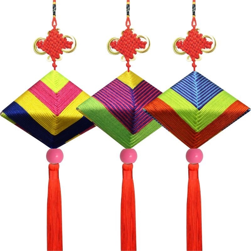 彩线款材料包1个颜色请留言彩线香包渐变色绕线香袋diy三角粽子手工