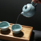 苏氏陶瓷 SUSHI CERAMICS 汝窑茶具巧把西施茶壶开片可养金线一壶三茶杯旅行功夫茶具套装送竹木茶盘