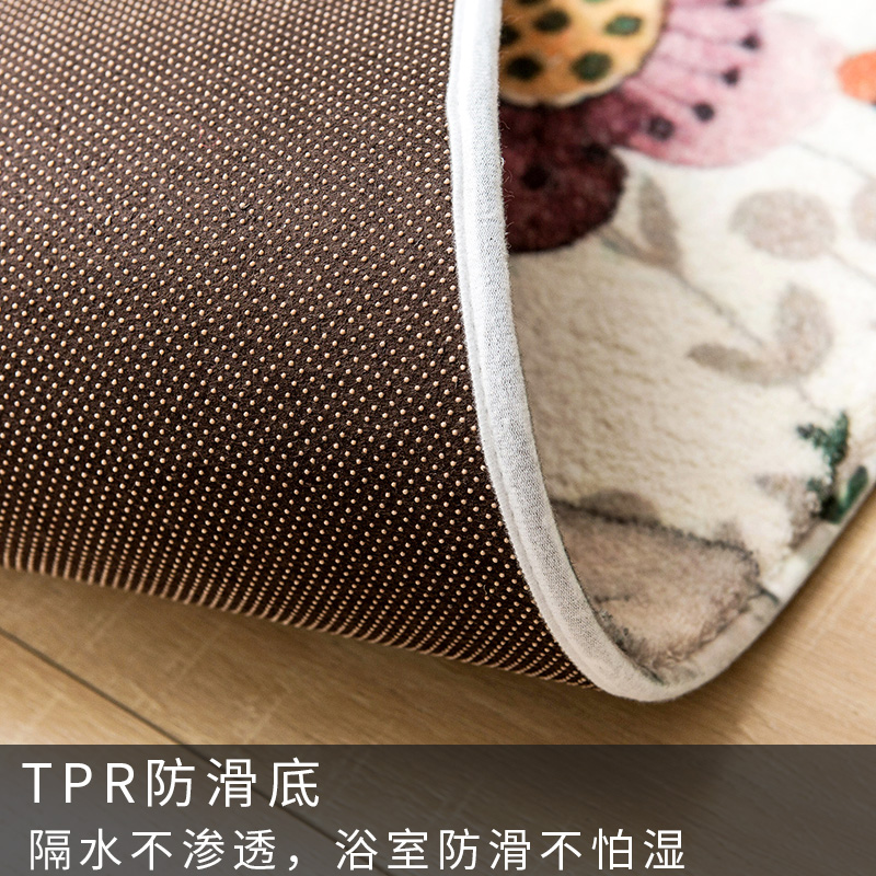 韩式浴室防滑垫吸水卫生间厕所口脚垫垫进地垫绒面地毯家用 三维工匠高清大图