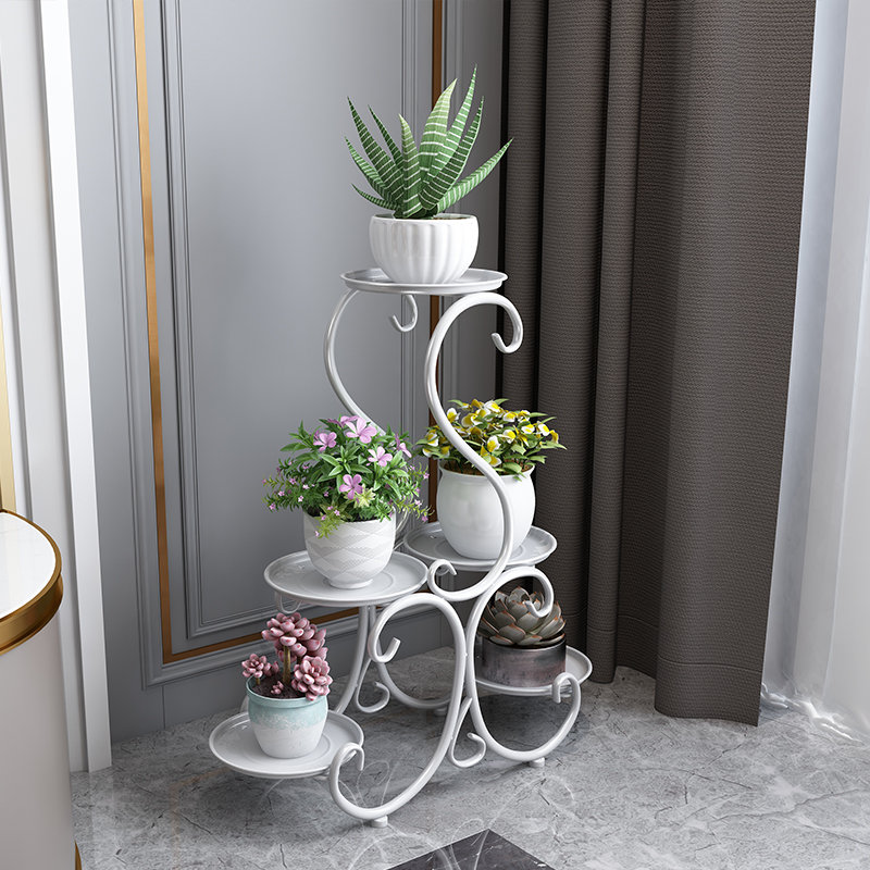 铁艺多层花架子室内客厅阳台落地式绿萝多肉置物架家用简约花盆架_422高清大图