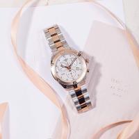 Tissot/天梭女士石英计时防水米瑞士镶钻珍珠母贝白盘腕表