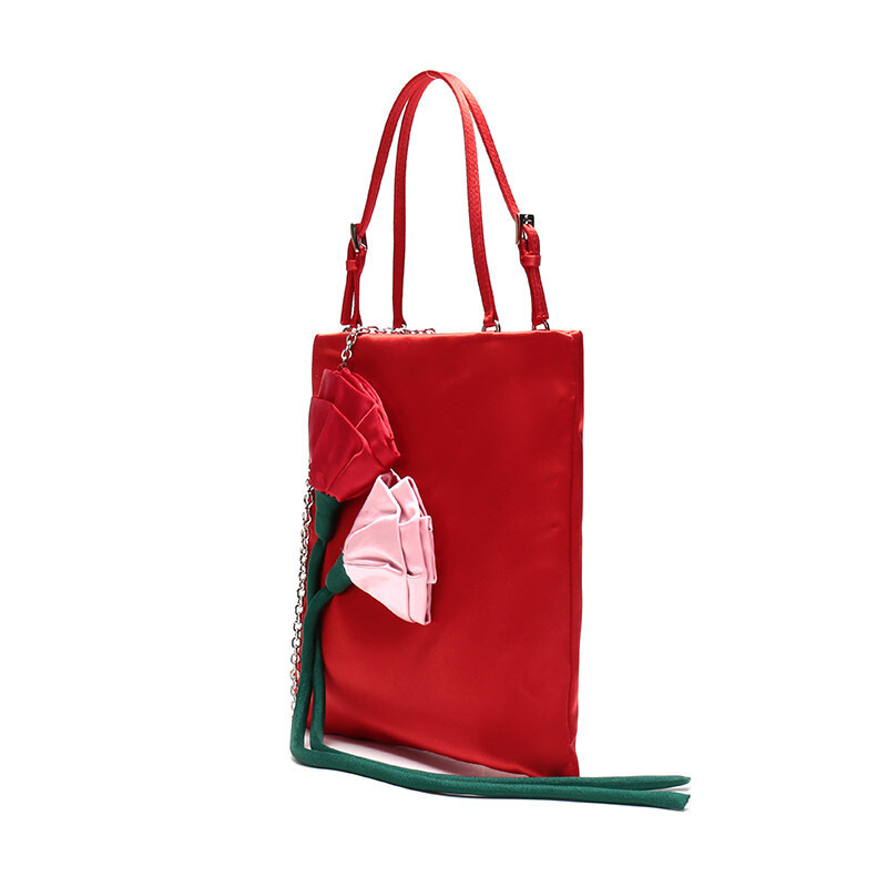 prada普拉达女士织物玫瑰装饰手提单肩斜挎包1ba2522dcn