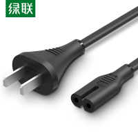 绿联 国标两插8字电源连接线 八字尾双孔音响电源线 支持数码相机电源适配器 黑色 黑色 1米 40312