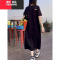 YIBUSHENG款高定哥特长短袖小黑裙时尚百搭休闲垂顺气质通勤大码连衣裙女