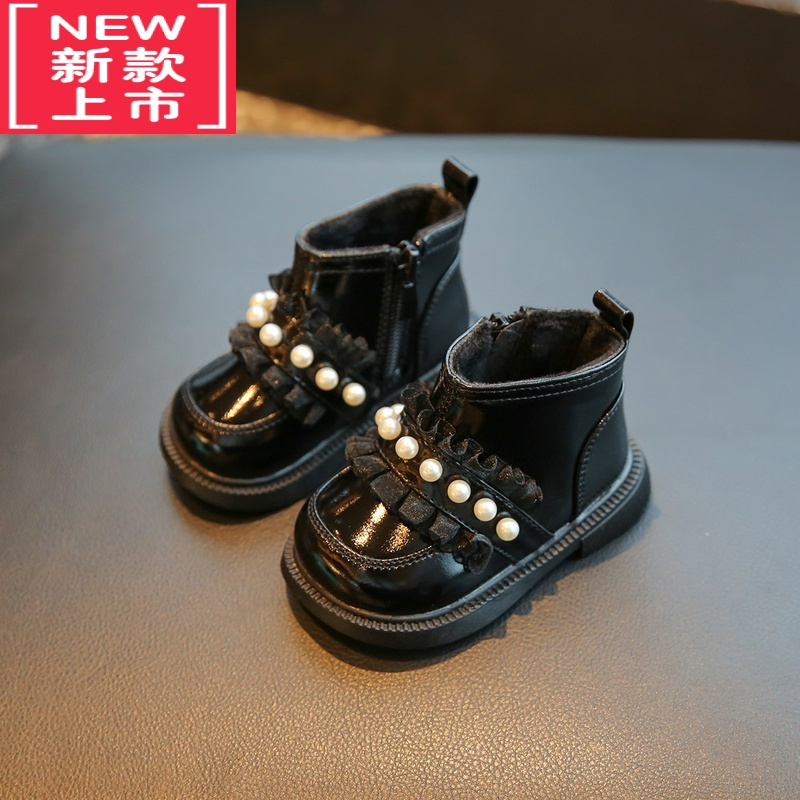 可莉允女宝宝鞋子加绒小皮鞋棉鞋短靴婴儿学步鞋女童靴子软底公主鞋冬季