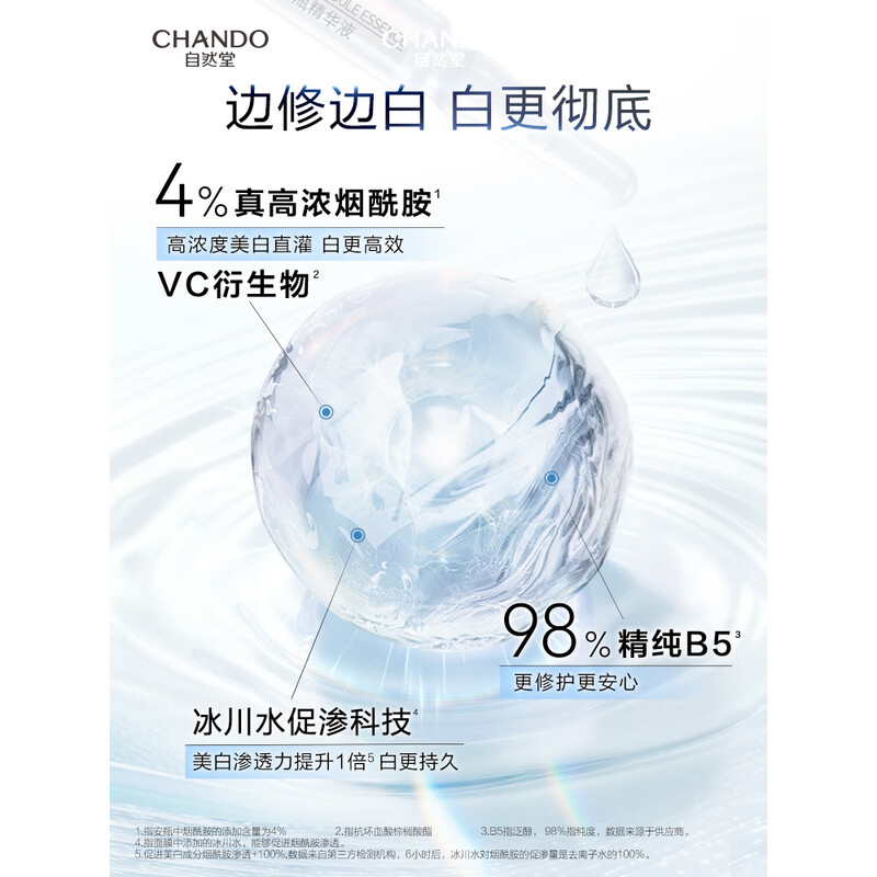 自然堂烟酰胺细致美白安瓶面膜1.5mL+33mL×5片装高清大图