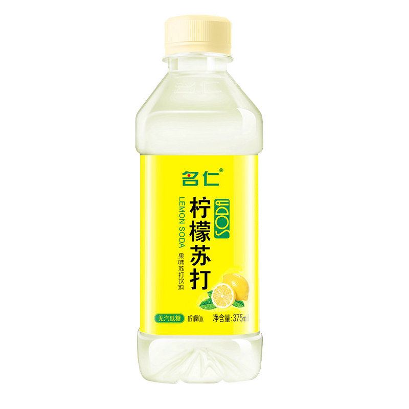 名仁苏打水柠檬苏打水饮料375ml*24瓶 无汽低糖柠檬味