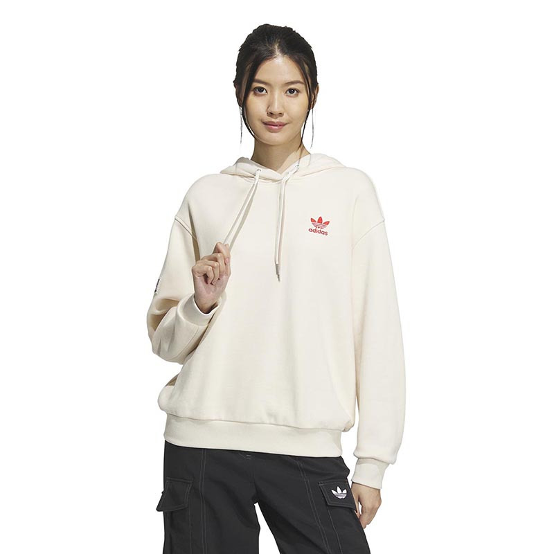 Adidas 阿迪达斯三叶草卫衣女装冬季新款连帽运动套头衫 IW9414