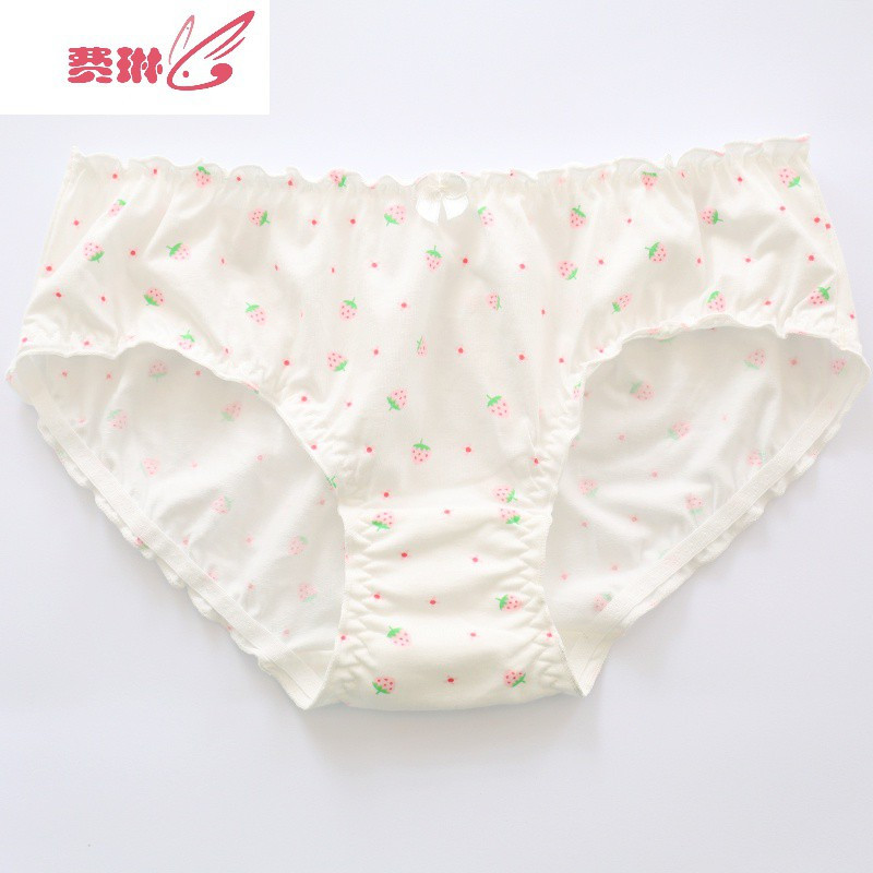 日系小清新女士内裤女学生甜美中中腰大码无痕少女三角裤费琳