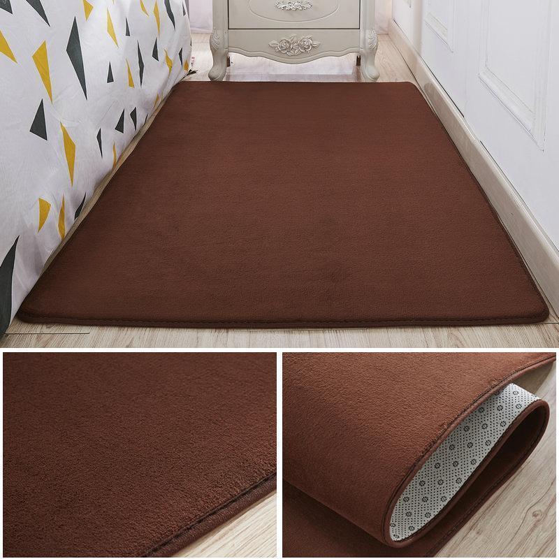家柏饰(CORATED)地毯卧室茶几地毯卧室满铺女生卧室床边毯地垫地毯客厅 珊瑚绒咖啡色 160*200cm送地垫