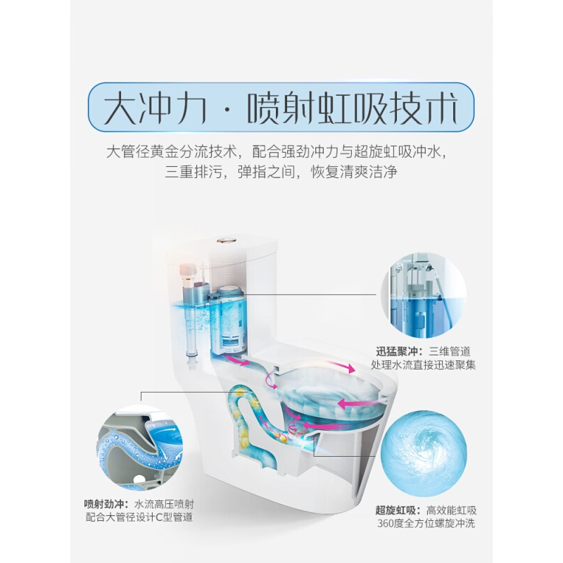 马桶直冲座便器节水静音马桶虹吸式连体坐便器卫浴坐式排水横排虹吸排式大户型升级1151—300坑距其他/other