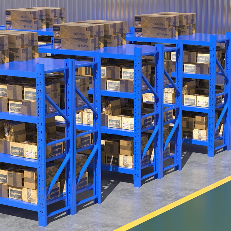 绵冠货架仓储仓库自由组合家用置物架中型库房多功能展示架铁架子 蓝色1500*600*2000mm四层高清大图