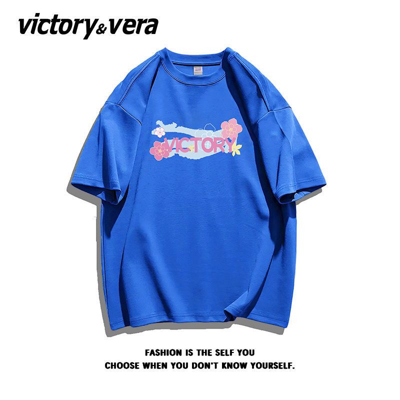 VICTORYVERA森系花朵印花2022夏季学生宽松小众纯棉短袖t恤女上衣