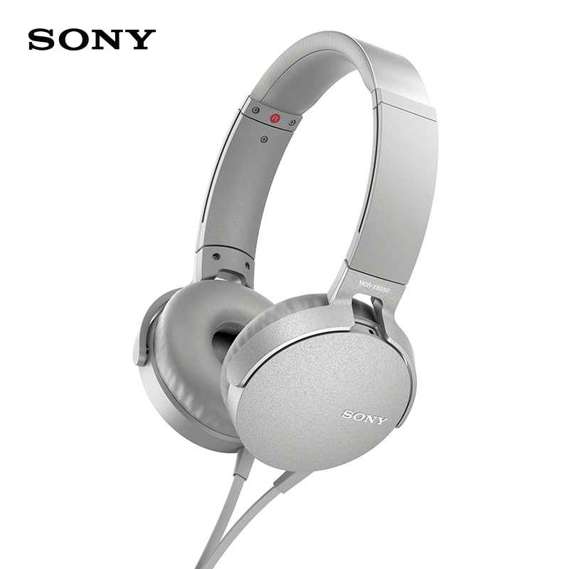 索尼(SONY)MDR-XB550AP 重低音立体声免提通话耳机 头戴式 灰白色