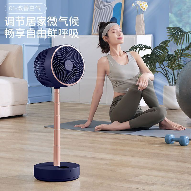 荣事达空气循环扇家用电风扇大风力负离子净化卧室落地电扇FX509H语音遥控香薰蓝色
