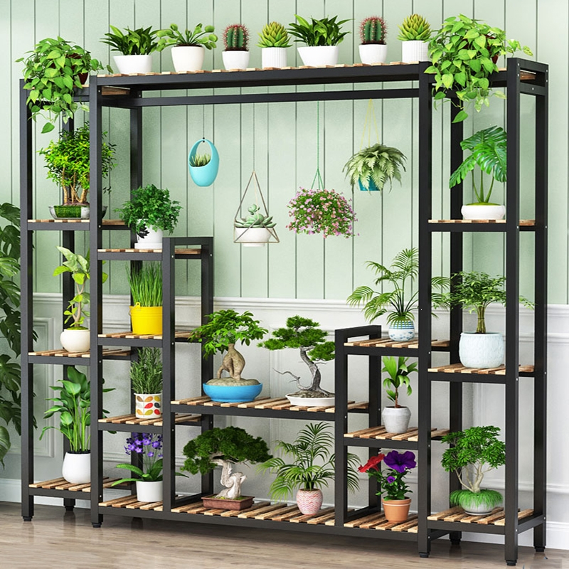韵美舞灵花店花架铁艺家用多层室内阳台置物架客厅隔断落地式绿萝花盆