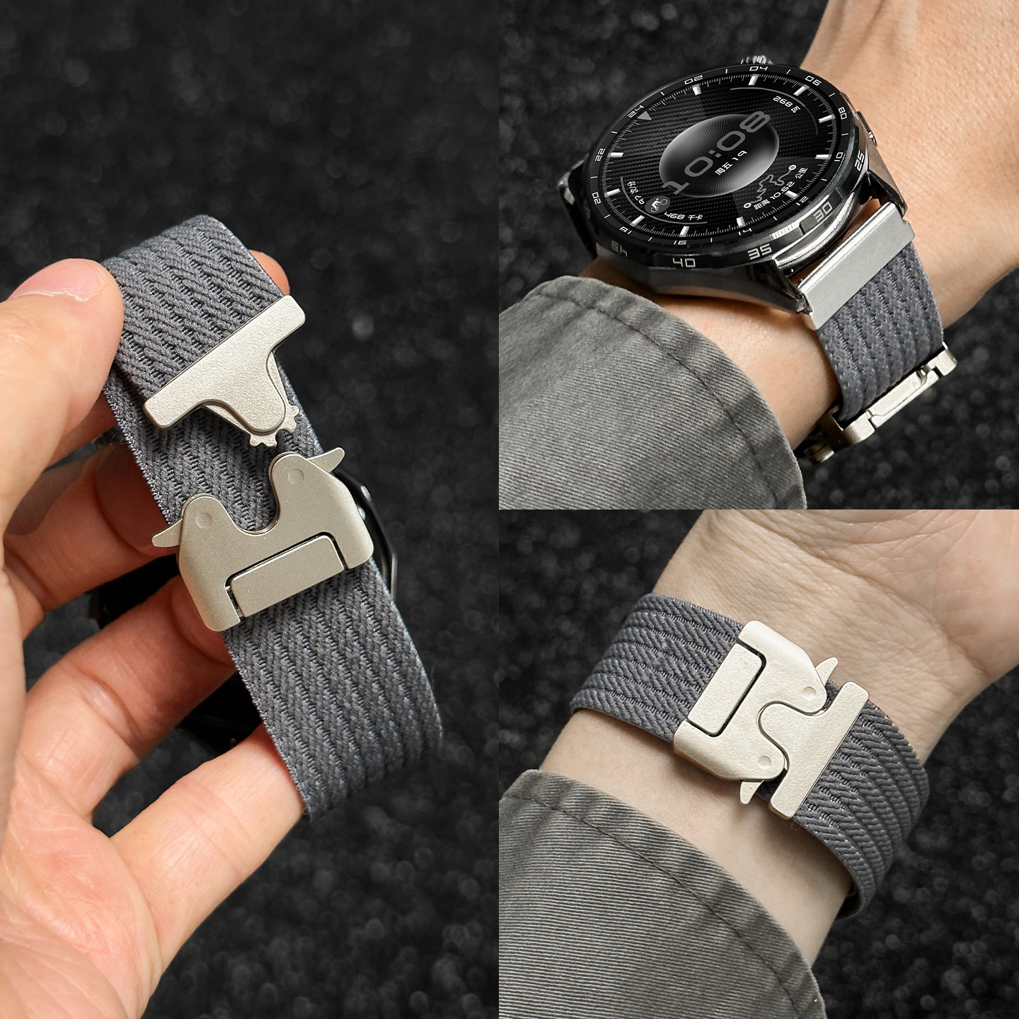 适用小天才电话手表表带Z10/Z9可爱挂脖Z11新款Z8Z7S保护套3139B 太空灰 5p46