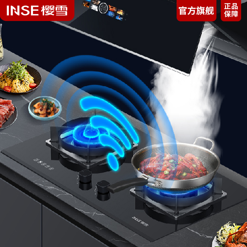 猛火家用燃气灶JZT-Q2102(B) 天然气5.2KW 嵌入式台式双灶 易清洁炉头 智能温控防干烧 熄火保护