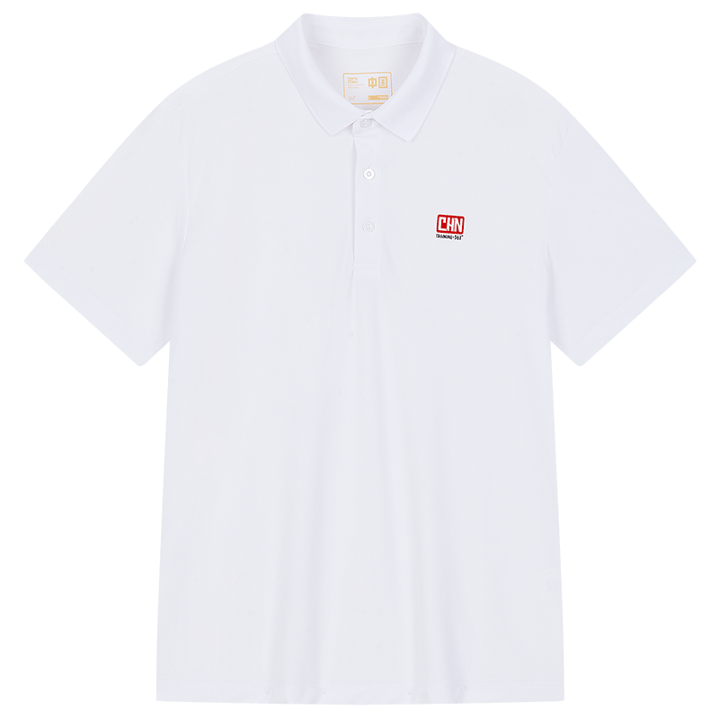 361°运动t恤男夏季新款常规舒适上衣翻领短T恤552424025A XXL 本白