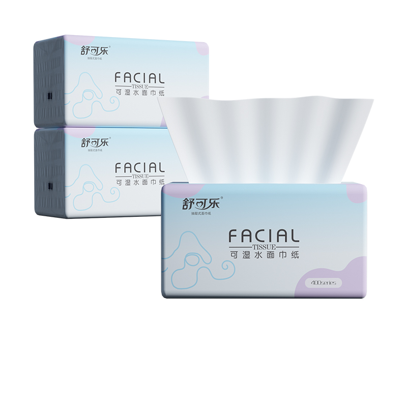 舒可乐 抽取式纸面巾360张每包原生木浆抽纸纸巾实惠装餐巾纸家庭装纸抽卫生纸家用母婴可用 3包装