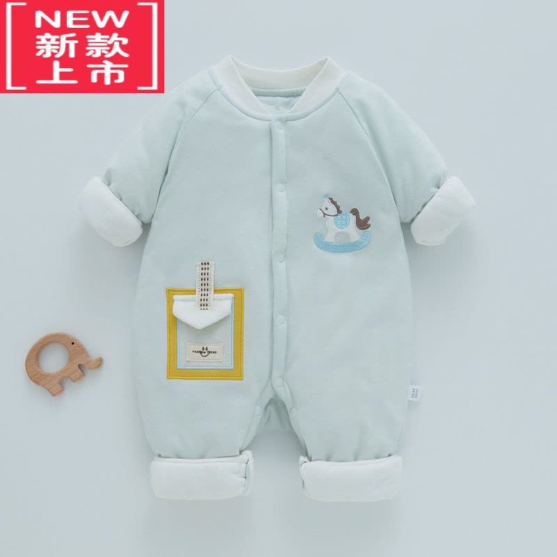 可莉允婴儿连体衣服秋装宝宝薄夹棉哈衣冬季新生儿保暖薄棉衣棉服图片