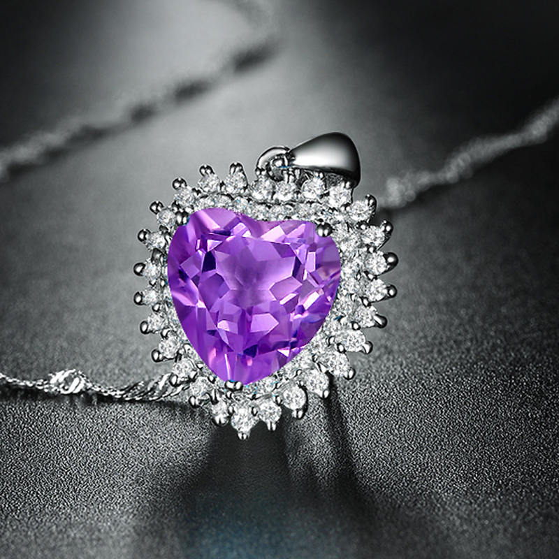 925银项链 海洋之星 真爱永恒 镶合成锆石坠 女款项链饰品 3003226送