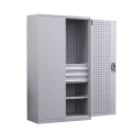 湘渭重型工具柜加厚物件工具储物柜工厂铁皮柜汽修厂零件收纳柜白色三层三抽带挂板