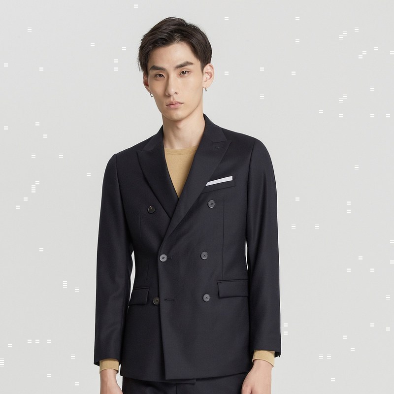 mecity男装夏多粒双排扣商务晚宴西服男士休闲西装男