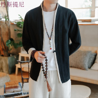春夏中国风亚麻长袖衬衫男青年纯色盘扣唐装男士宽松大码汉服衬衣