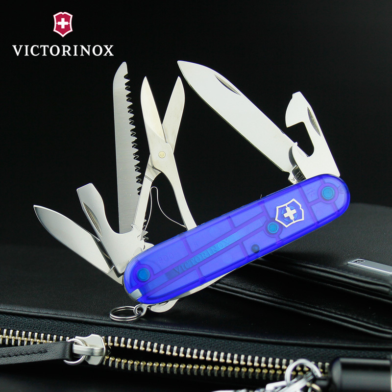 Victorinox维氏瑞士军刀 原装进口91MM 蓝透明猎人 1.3713.T2 不锈钢多功能刀瑞士刀专柜正版