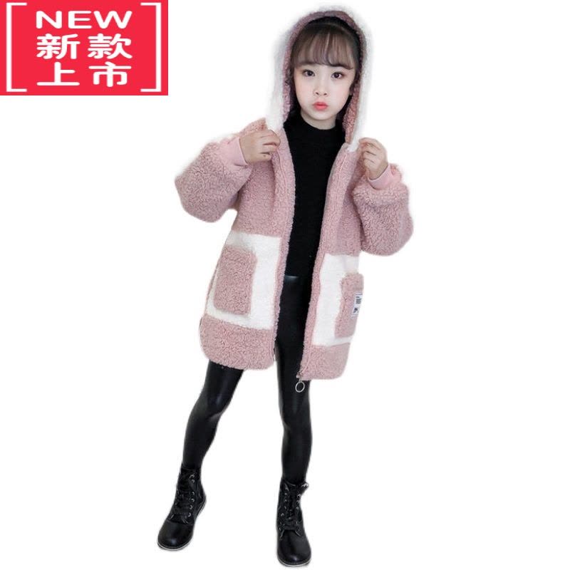 可莉允女童冬装羊羔绒棉衣中长款加绒加厚2022中大童儿童外套小女孩棉袄棉服图片