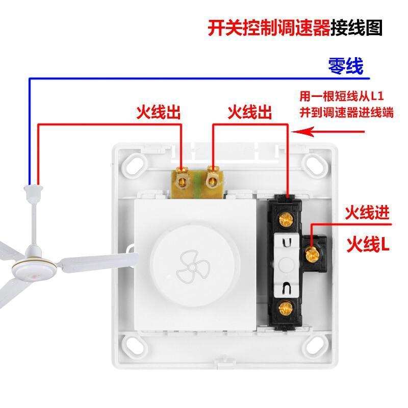 电风扇无极调速带开关面板 吊扇调速器一开带调速开关 雅白 明装86型