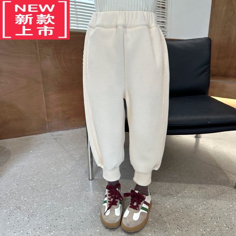 可莉允女童加绒卫裤2022冬季新款儿童加厚休闲裤宝宝保暖束脚裤保暖裤图片