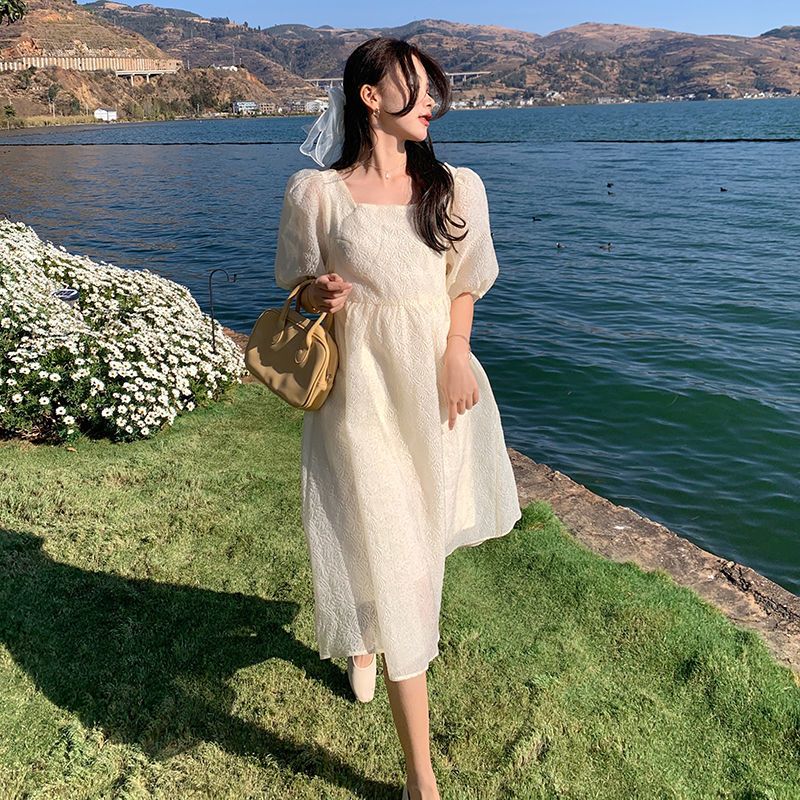 美动态大码女装白雪公主复古仙气连衣裙2022夏胖mm百搭显瘦连衣裙