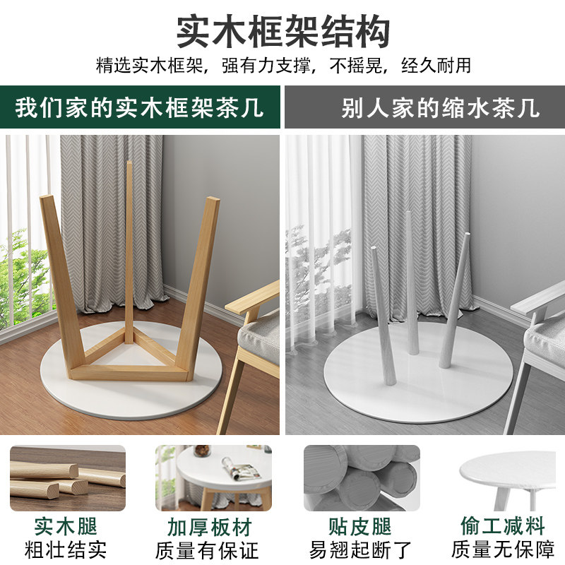 绵冠MIANGUAN北欧休闲洽谈桌椅组合简约办公会客接待小圆桌会议谈话阳台小桌子高清大图