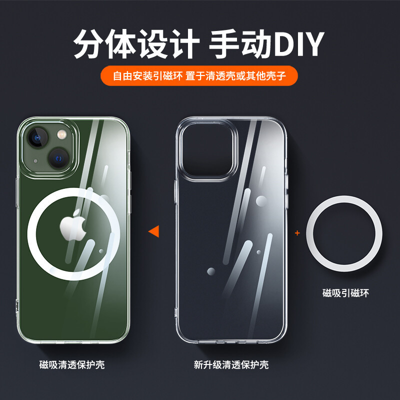 ESCASE苹果13ProMax/11/12mini手机壳磁吸iPhone7/8plus保护套magsafe充电超薄防摔
