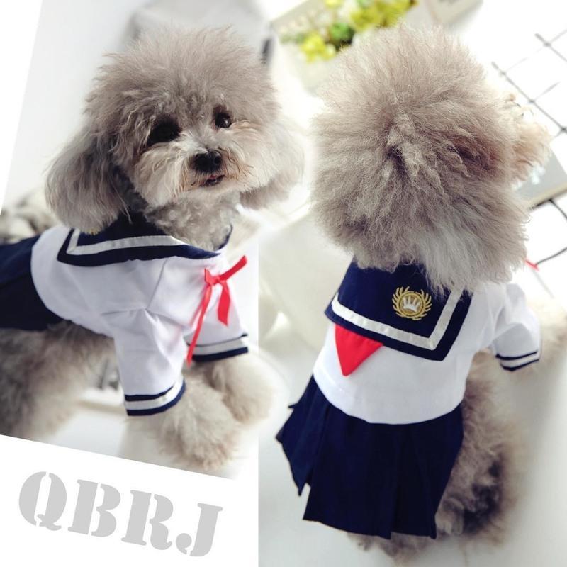 泡泡袖可爱衬衫 粉色 S 猫衣服夏装裙子猫咪狗狗可爱衬衫裙子薄款宠物制服裙水手服狗衣服