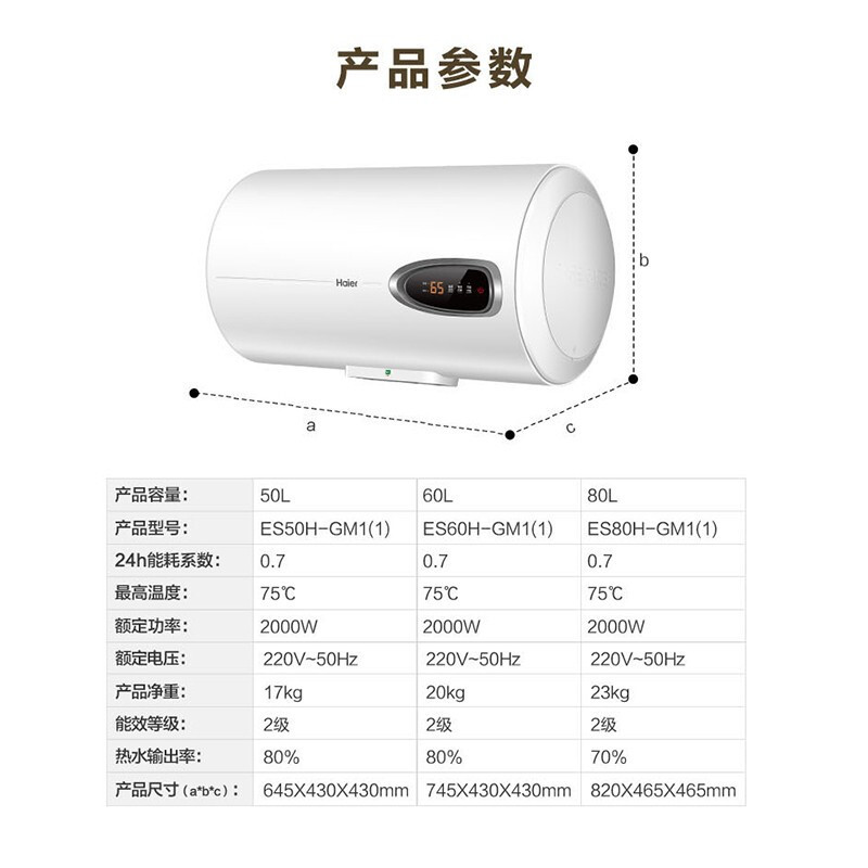 海尔(Haier)60L电脑控温电热水器ES60H-GM1(1)