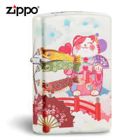 ZIPPO正版原装之宝招财进宝猫个性六面炫彩彩绘 黑色煤油防风原装纯铜火机芝宝正品送男友 zppo