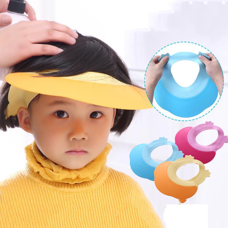 婴儿洗浴帽儿童洗头防水帽护耳帽子小孩幼儿宝宝洗澡淋浴帽-粉色