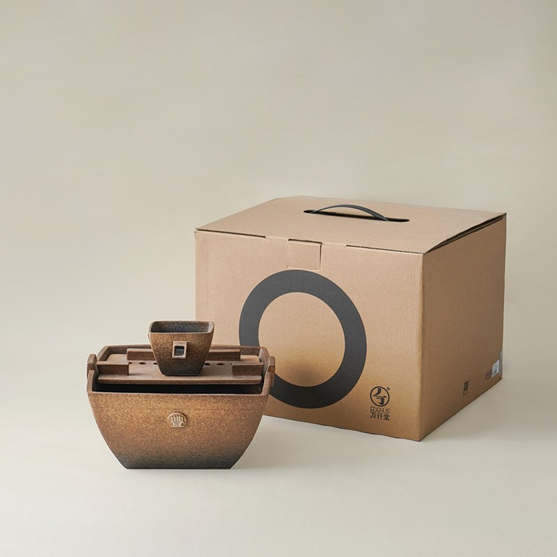 万仟堂茶具配件陶瓷流水创意家居桌面摆件 日进斗金流水器 1流水1水泵