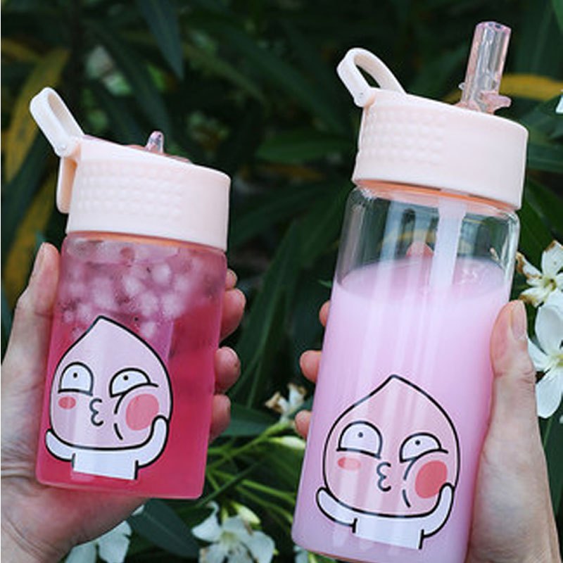 趣涉家居 玻璃杯带吸管韩版水杯女学生可爱创意成人少女心清新杯子家居器皿生活日用水具杯具