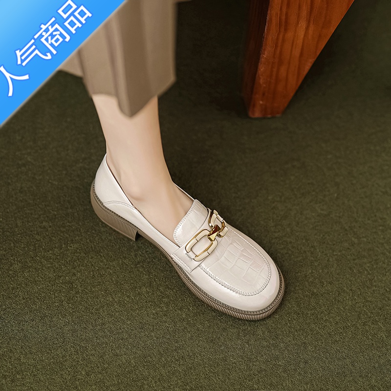 SUNTEK女鞋2023春季新款英伦风休闲单鞋小皮鞋女乐福鞋软皮软底鞋子高清大图