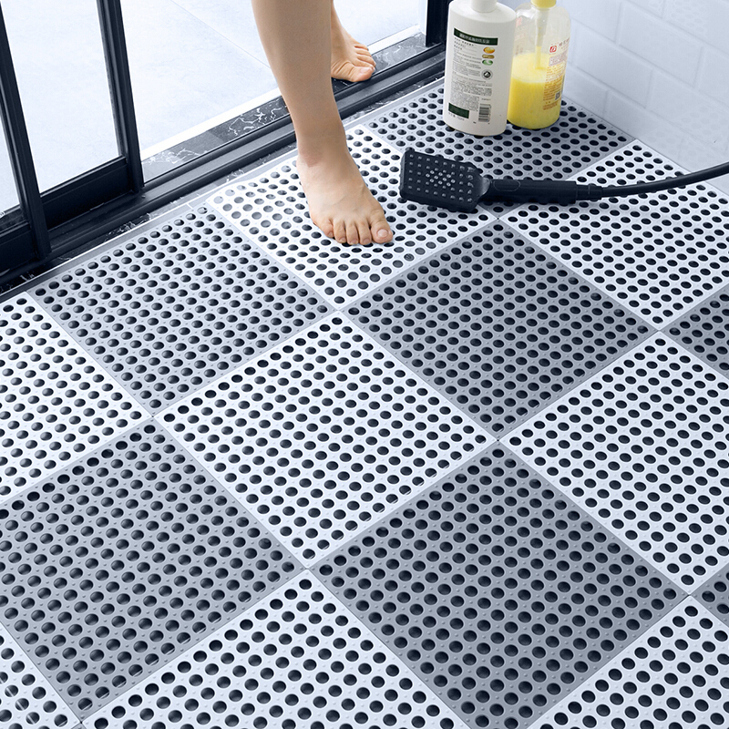绿之源 自由拼接浴室脚垫地垫灰白6件装门垫防滑垫隔水疏水垫子卫生间淋浴房浴缸酒店家居日用 可剪裁 颜色随机高清大图