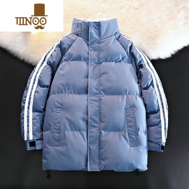 YANXU高领棉衣加厚加绒外套男新款纯色棉袄羽绒服情侣装面包服大码高清大图