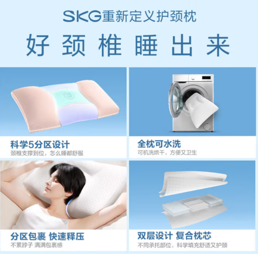 SKG 颈椎枕头 反弓牵引拉伸肩颈睡眠专用护颈枕头 P3普通款-无热敷高清大图