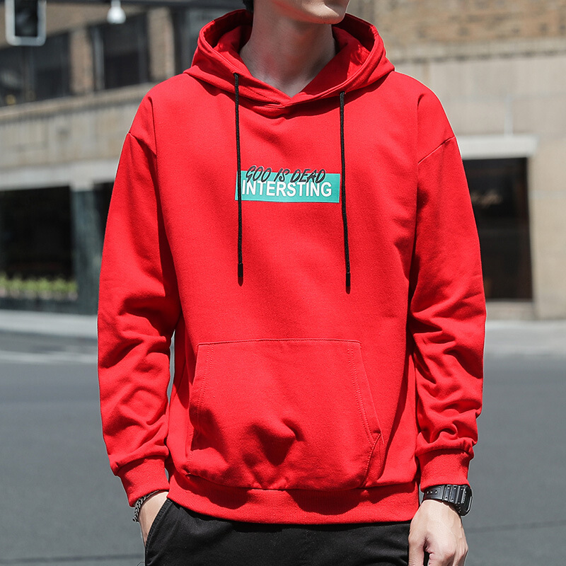 卫衣男宽松休闲商务休闲流外穿上衣套头外套男官方男装 108hbw227红色